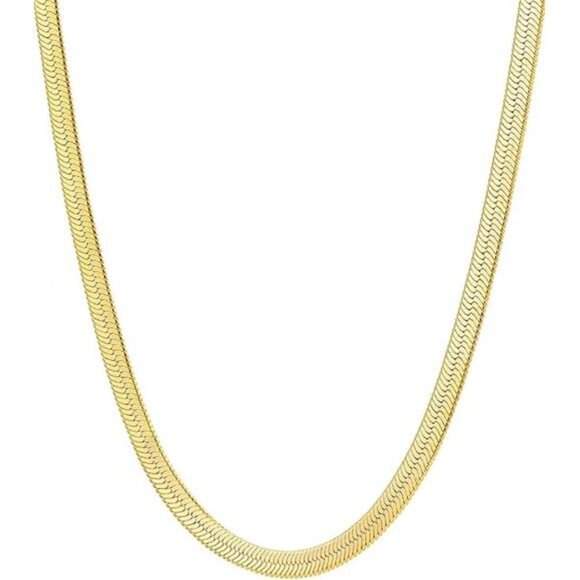 Gold Plated Necklace for Women, 14K Gold Plated Herringbone Chain Necklaces, - Picture 7 of 7